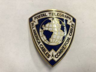 RARE Obsolete POSTAL TELEGRAPH Enamel MAIL US Post Office Badge 19600B 4