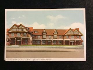 Vintage Fred Harvey Pc Hutchinson Ks Kansas Santa Fe Railroad Hotel The Bisonte
