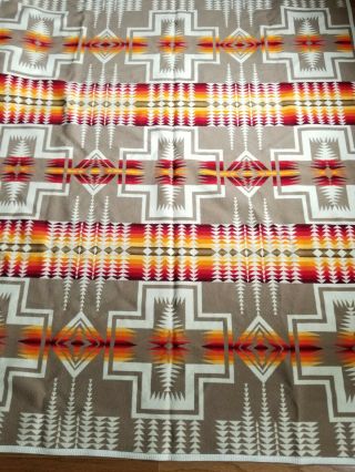 Pendleton Beaver State Wool Blanket Aztec Native Throw Robe Cabin Tan 64x72