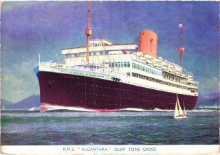Ship Paquebot R.  M.  S.  Alcantara Royal Mail Lines Postcard