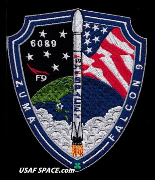 Spacex Employee Numbered - Zuma - Falcon 9 - Usaf Launch Mission Patch