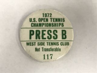 Vtg 1972 U.  S.  Open Tennis Championships West Side Tennis Club Press Pin Button