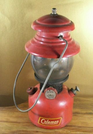 Vtg Usa Coleman Red 200a Lantern 1952 Camping Tent Lamp 550 Emergency Light