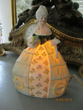 Art Deco German Marquise Half Doll Perfume Lamp Porcelain Figurine Flapper Cosy