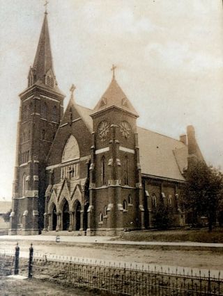 Tipton Indiana Real Photo Postcard St Johns Catholic Church Circa 1908 - 1910