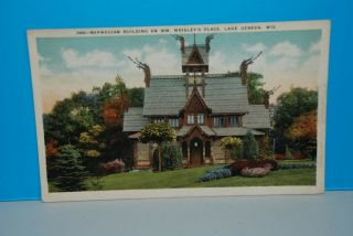 (m323) Vintage Color Postcard,  Norwegian Bldg,  Wrigleys Place,  Lake Geneva,  Wi