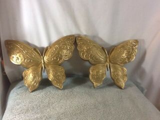 Collectible Vintage Burwood 2387 Set Of 2 Gold Colored Butterflies Pre - Owned