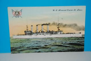 (m269) Vintage Color Postcard,  U.  S.  Armored Cruiser St.  Louis