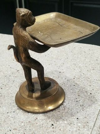 Rare Vintage Art Deco Monkey Butler Tray Bronze Sculpture Business Card Holder