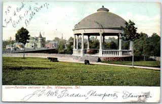 Wilmington,  Delaware Postcard " Pavilion Entrance To Zoo " Cannons 1907 Rpo Cancel