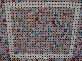 Antique Hand Stitched Yo Yo Quilt Cotton Feedsack Fabric 70” X 88” Colorful YoYo 3