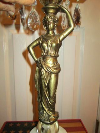 Art Nouveau Goddess Brass Lamp W/prisims