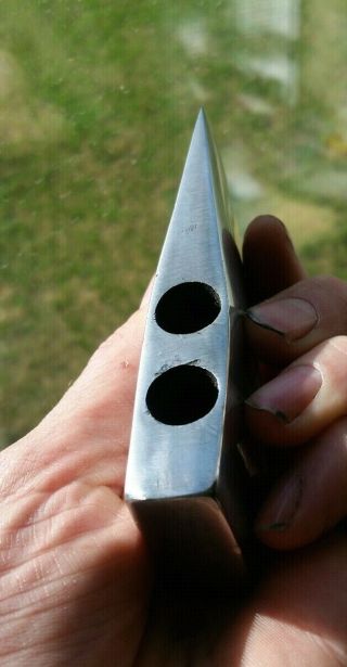 RARE 2 HOLE 120 year old MARBLE ' S NO.  4 SAFTEY HATCHET AXE HEAD POLISHED 2