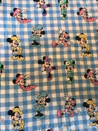 Vintage Walt Disney Minnie Mouse Twin Flat Sheet Pillow Case Plaid Fashion Glam 2