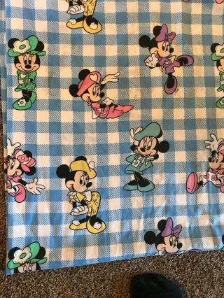 Vintage Walt Disney Minnie Mouse Twin Flat Sheet Pillow Case Plaid Fashion Glam 3