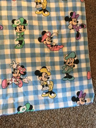 Vintage Walt Disney Minnie Mouse Twin Flat Sheet Pillow Case Plaid Fashion Glam 4