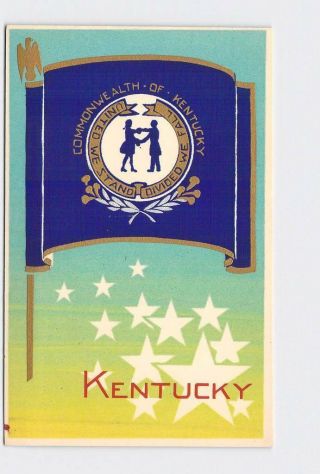 Vintage Postcard Serigraph State Flag Kentucky Hand Made 75 Limited Ed