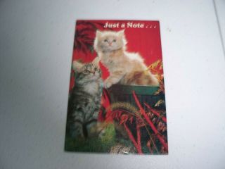 A Vintage Postcard Kitty Cat " Just A Note " 1986