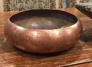 Antique Hand Hammered Wrought Copper Bowl Large Early Primitive Folk 3.  75x10