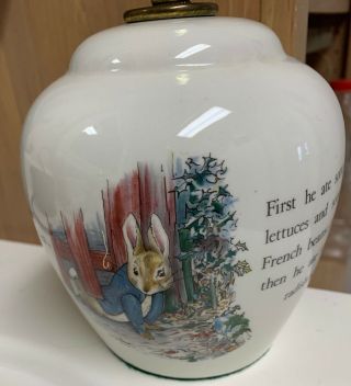 8 Inch Wedgewood England Beatrix Potter Peter Rabbit Nursery Decor Lamp