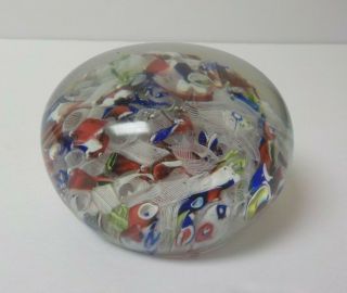 Murano Italy Art Glass Latticino Multi - Colored Paperweight (3)