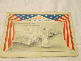 Vintage Patriotic Postcard Regarding Hospital Services