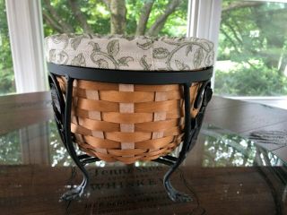 Longaberger Flora Basket W/wrought Iron Stand,  Liner And Protector,  Excell.  Cond