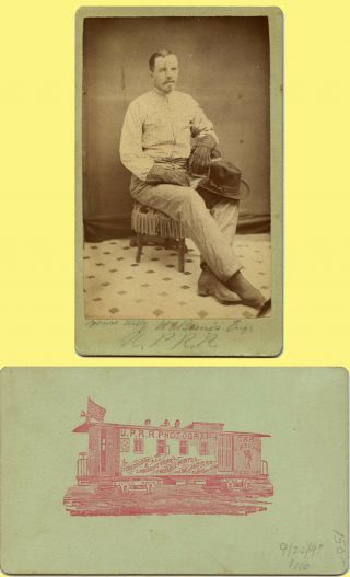 Exc 1870s Silvis Photo Car Cdv,  Union Pacific Rr Engineer He Bemis,  Signed