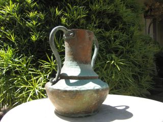 Old Antique 8 1/2 " Copper Water Jug Or Vase
