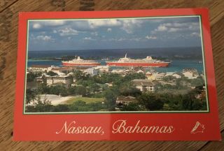 Vintage Nassau Bahamas Postcard Post Card Marina Ships