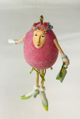 Dept 56 Krinkles Mini Egg People Easter Ornament By Patience Brewster 3 " Pink