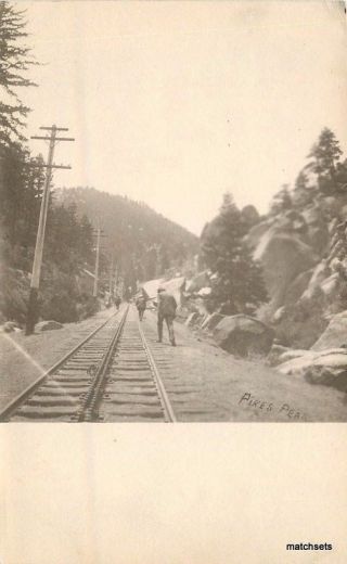 C - 1905 Pikes Peak Colorado Incline Railroad Track People Rppc Real Photo 4913