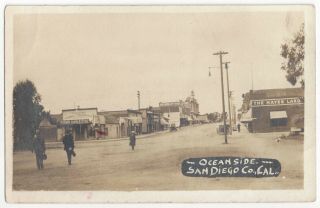 1909 Oceanside,  California - Real Photo Main Street,  San Diego Co.  Postcard