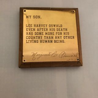 Lee Harvey Oswald Collectable,  Disgusting Plaque Created By Marguerite Oswald