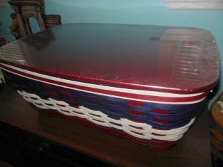 Longaberger 2013 Red/white/blue Americana Small Laundry Basket,  Protector,  Lid