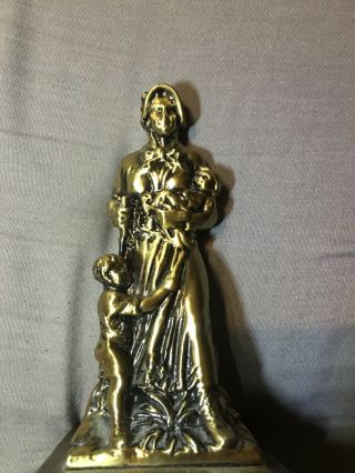 1928 - 1978 N.  S.  D.  A.  R.  Memorial Madonna of the Trail Metal Statue approx 9in.  tall 2