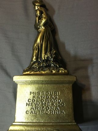 1928 - 1978 N.  S.  D.  A.  R.  Memorial Madonna of the Trail Metal Statue approx 9in.  tall 4
