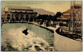 Rock Springs Park,  West Virginia Postcard " The Chutes " Amusement Park C1910s