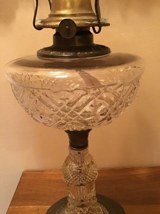 Spectacular Fancy Antique 21 1/2” Cast Iron Base Oil Lamp W/wick 6