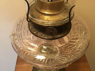 Spectacular Fancy Antique 21 1/2” Cast Iron Base Oil Lamp W/wick 7
