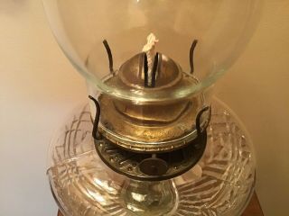 Spectacular Fancy Antique 21 1/2” Cast Iron Base Oil Lamp W/wick 8