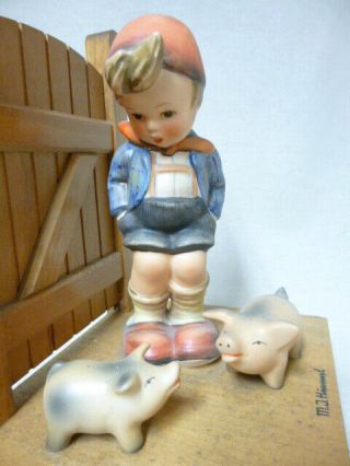 Rare Mi Hummel 60 A Goebel Old Figurine Bookend Farm Boy
