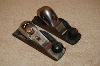 2 Vintage Wood Block Planes Stanley No.  110 Made In Usa 7” X 2” Base