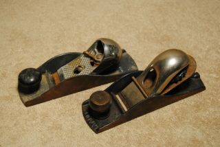 2 Vintage Wood Block Planes Stanley No.  110 Made in USA 7” x 2” Base 2