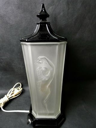 Tiffin Glass Art Deco Dancing Nude / Nymph Lamp -