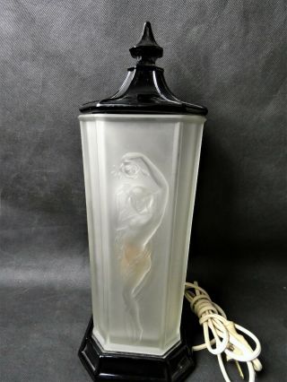 Tiffin Glass Art Deco Dancing Nude / Nymph Lamp - 2