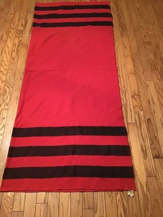 Vintage Horner All Virgin Wool Thick Blanket Red With Black Stripes 74” X 88”