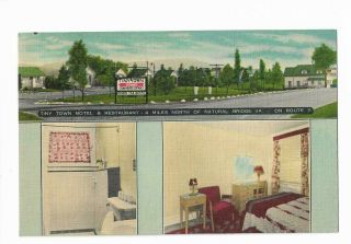 Tiny Town Motel And Restaurant,  Us 11 North Of Natural Bridge,  Va Linen Postcard