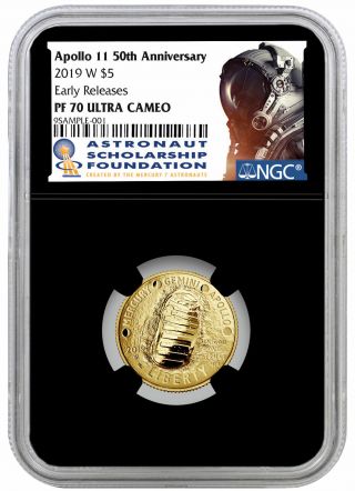 2019 W Apollo 11 50th $5 Gold Astronaut Commem Ngc Pf70 Er Black Core Sku57197