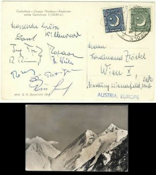 Himalaya Karakoram Gasherbrum Ii Expedition 8x Signed Pc 1956 1st Ascent Moravec